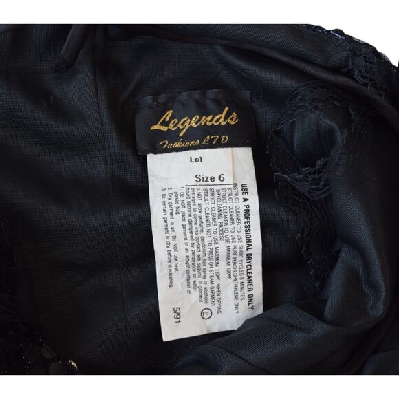 90s Black Sparkly Mini Dress - Size Medium - Glam Party Favorite - Picture 5 of 7